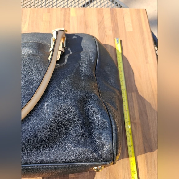 Michael Kors Black and Tan Large Leather Tote with Gold Accents - Picture 9 of 15